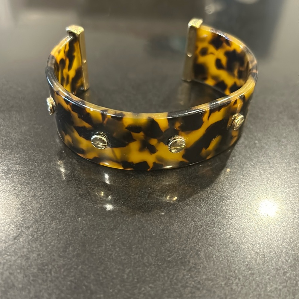 Faux Studded Tortoiseshell Cuff Bracelet
